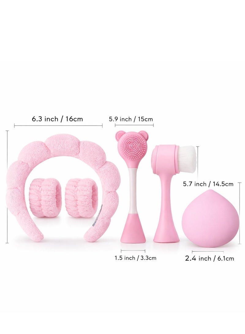 MOSH Silicone Skincare Set (5 Pieces) – Deep Cleansing Hypoallergenic Face Brush Kit with Soft Velvet Headband & Gentle Exfoliating Tools – Fragrance-Free - Image 2